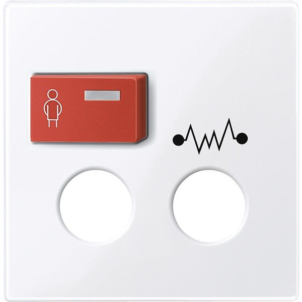 Central plate for call module with call button and plug contacts active white. glossy, system M image 1