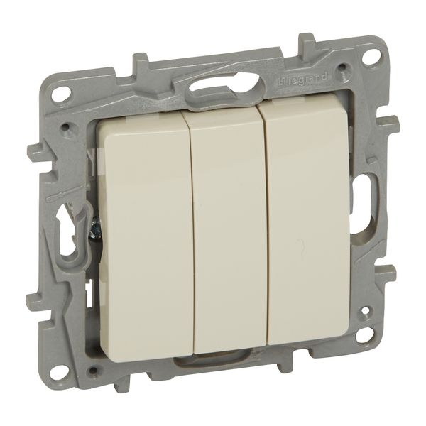 One-way switch Niloé - 3-gang - 10 AX - 250 V~ - screw terminals - ivory image 1