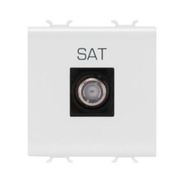 COAXIAL TV SOCKET-OUTLET, CLASS A SHIELDING - FEMALE F CONNECTOR - DIRECT - 2 MODULES - SATIN WHITE - CHORUSMART image 1