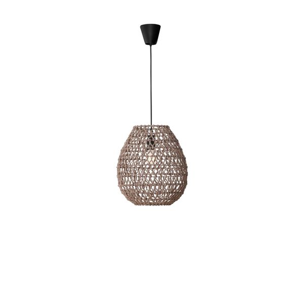 Paper Mocca Rattan  Black Fabric Wire & Base  LED E27 1x12 Watt 230 Volt  IP20 Bulb Excluded   D: 30.5 H1: 33 H2: 250 cm Adjustable Height image 1