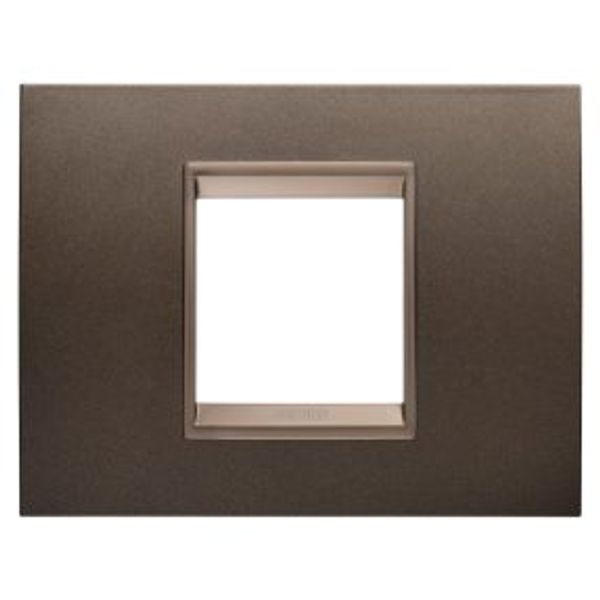 LUX PLATE - IN METAL - 2 MODULES - ANODIC BROWN - INNER FRAME MATT DARK BRONZE - CHORUSMART image 1