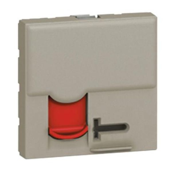 RJ45 socket category 6 UTP with controlled access 2 modules champagne with red shutter image 1