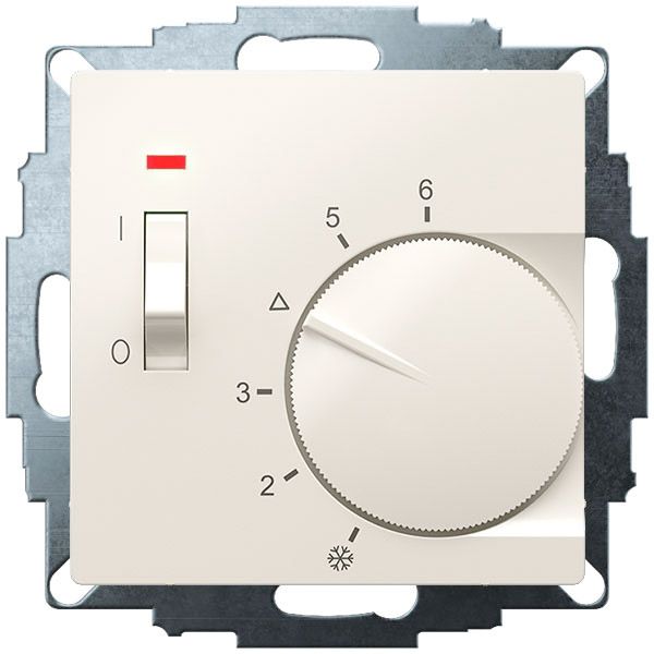 UP room controller, RAL1013 glossy 55x55, 5-30C, AC 230V, 1NC, 10 A, temperature reduction approx. 4K, switch on/off, display controller "on" image 1