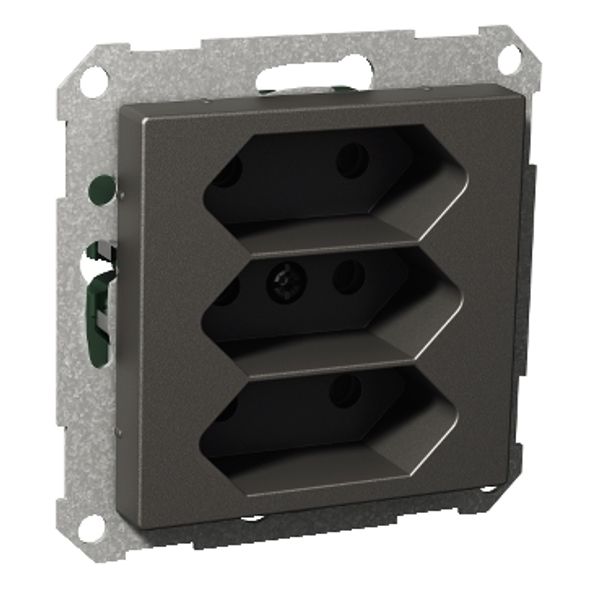 Exxact triple socket-outlet 3xEuro screw anthracite image 2