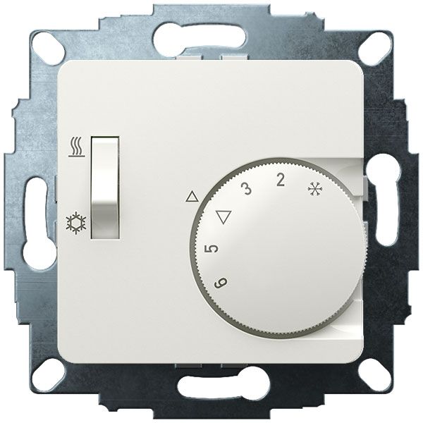 UP room controller, RAL9010 glossy 50x50, 5-30C, AC 230V, 1CO, 10A/5A, heating/cooling switch image 2