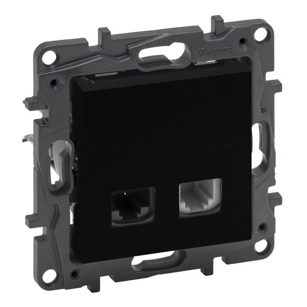 RJ11 + RJ45 socket Niloé Step category 6 UTP black image 1