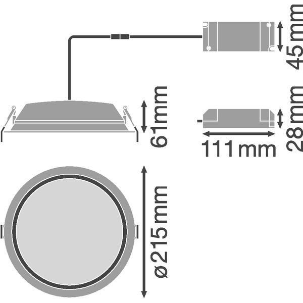 DOWNLIGHT ALU EMERGENCY DN200 35 W 6500 K AT 3H WT image 2