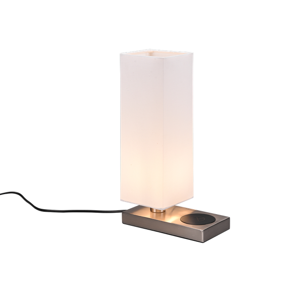 Haley table lamp E14 brushed steel with charging station image 1