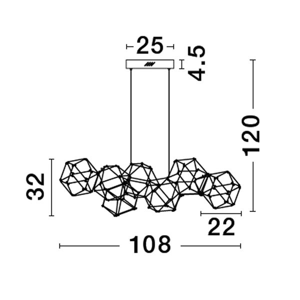 Titanium Black Copper  LED 34 Watt 230 Volt  2711Lm 3000K IP20   Led Chip: 84 Pcs  L: 108 W: 32 H: 120 cm Adjustable Height image 1