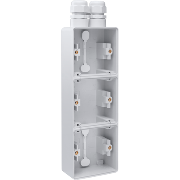 Splashproof vertical threefold surface-mounting box with one double M2 image 1