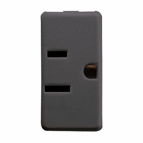 USA STANDARD SOCKET-OUTLET 250/125V ac - 2P+E 15A 125V - FLAT PARALLEL HORIZONTAL PLUG - 1 MODULE - SYSTEM BLACK image 2