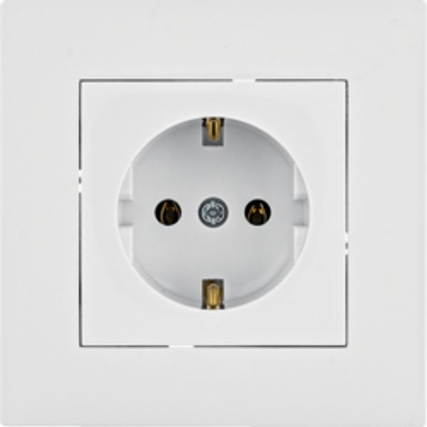 Schuko socket with 1P plate - white image 1