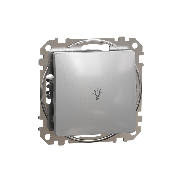 Sedna Design & Elements, 1-way Push-Button 10A Lamp Symbol, professional, aluminium image 5