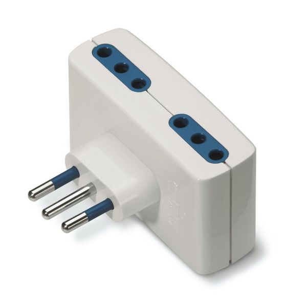 4-WAY ADAPTOR 2P+E 10A WHITE image 2