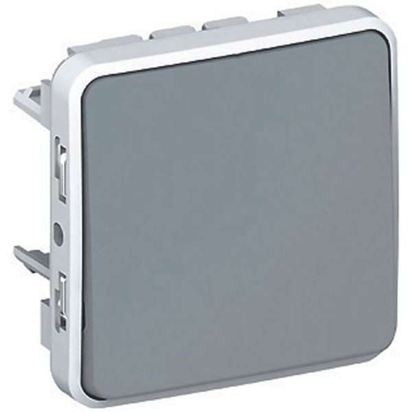 Push-button Plexo IP 55 - N/O contact - 10 A - modular - grey image 1