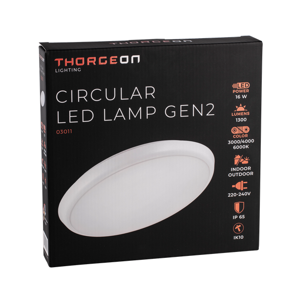 SLIM Circular LED Lamp GEN2 16W 3000K/4000K/6000K 1450lm IP65 IK10 THORGEON image 3