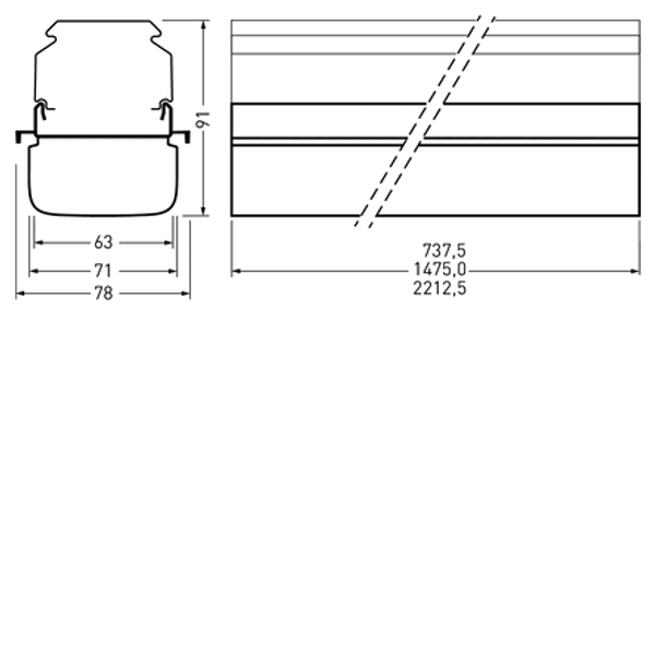 Continuous lines 765... E-Line Next Fix Cover disc White rectangular ETDD 48W 8400lm Wide (W) IK04 3 SDCM 9002027072 image 2