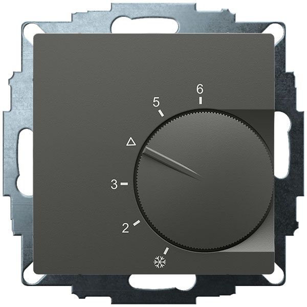 UP room controller, anthracite 55x55, 5-30C, AC 230V, 1 changer, 10A/5A, temperature reduction approx.4K image 2