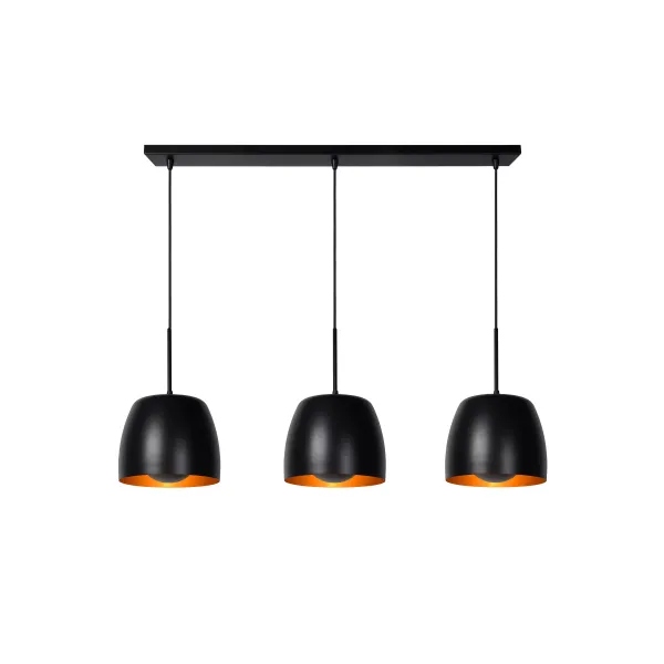 Lucide NOLAN - Pendant light - 3xE27 - Black image 1