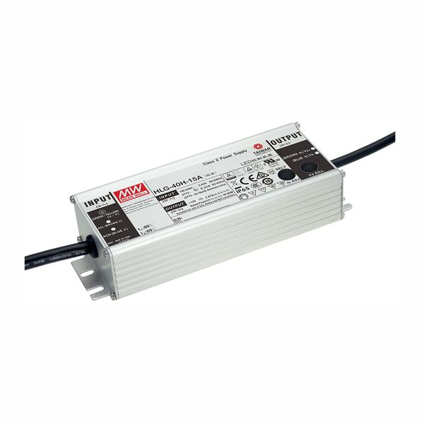 HLG-40H-24B LED driver, IP67 40W, 24V, 1.67A CV+CC dimmable, MEAN WELL image 1