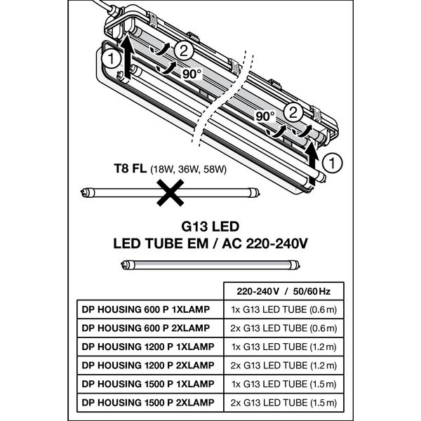 DAMP PROOF HOUSING GEN 3 1500 P 2XLAMP IP65 image 15