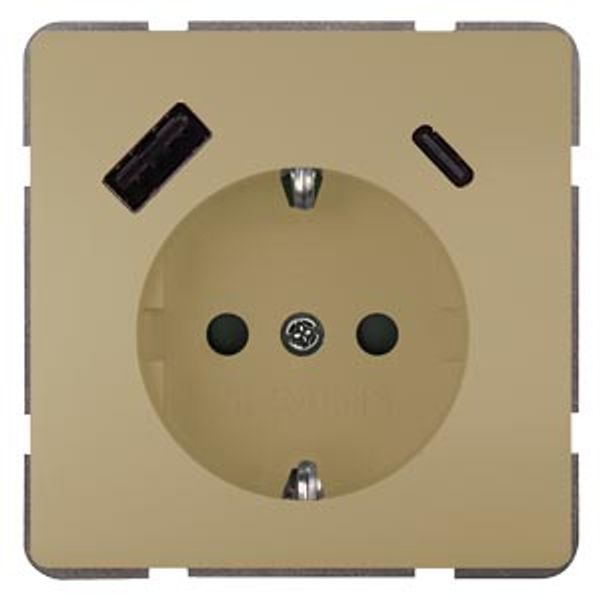 DELTA style malt gold USB-SCHUKO socket .... 5UB1870-1MG01 image 1