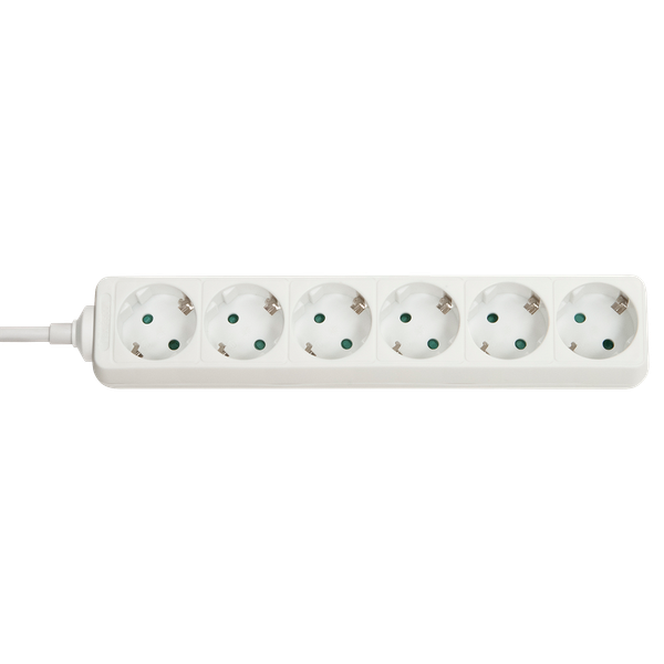 6-Way Schuko Mains Power Extension, White switch, Schuko sockets image 1