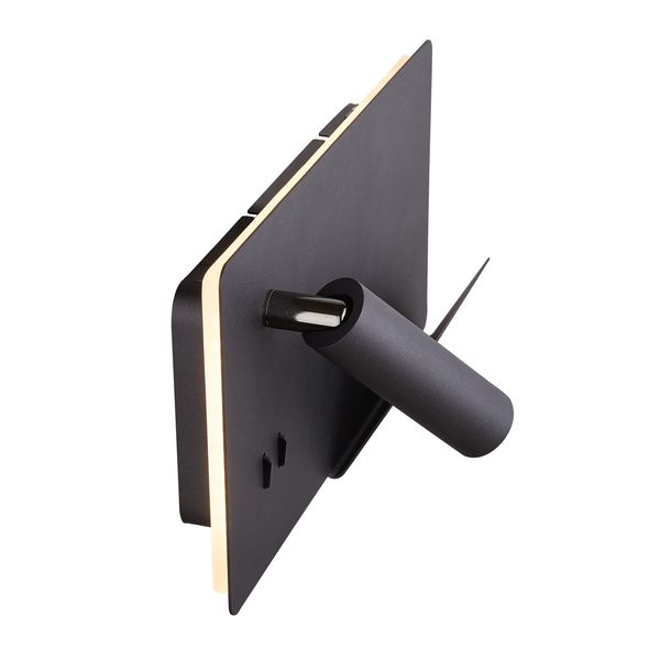SOMNILA SPOT, indoor LED surface-mounted wall light 3000K black version right incl. USB connection image 6