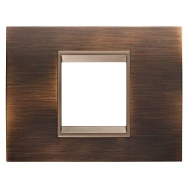 LUX PLATE - IN METAL - 2 MODULES - ANTIQUE BRASS - INNER FRAME MATT DARK BRONZE - CHORUSMART image 1