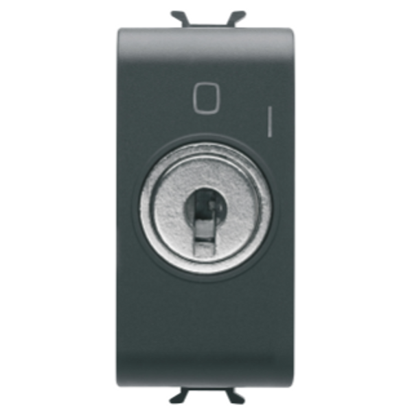 ONE-WAY SWITCH 2P 250V ac - 10AX - WITH KEY - SYMBOL 0/1 - 1 MODULE - SATIN BLACK - CHORUSMART image 1