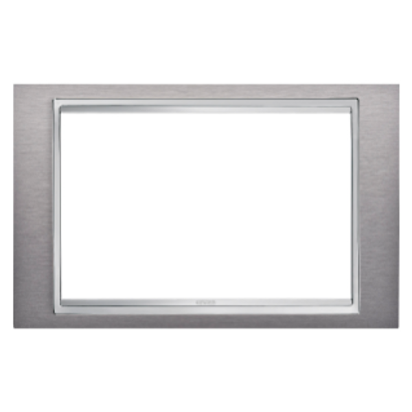 LUX PLATE - BRITISH STANDARD - METAL - 2 GANGS - BRUSHED STAINLESS STEEL - CHORUSMART image 1