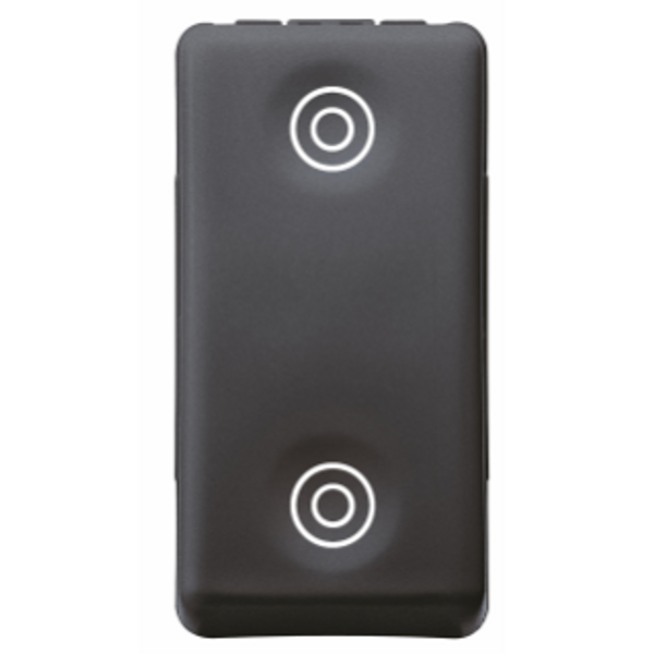 PUSH-BUTTON 1P 250V ac - NO+NO 10A - WITH INTERLOCK - SYMBOL DOUBLE CIRCLES - 1 MODULE - SYSTEM BLACK image 1