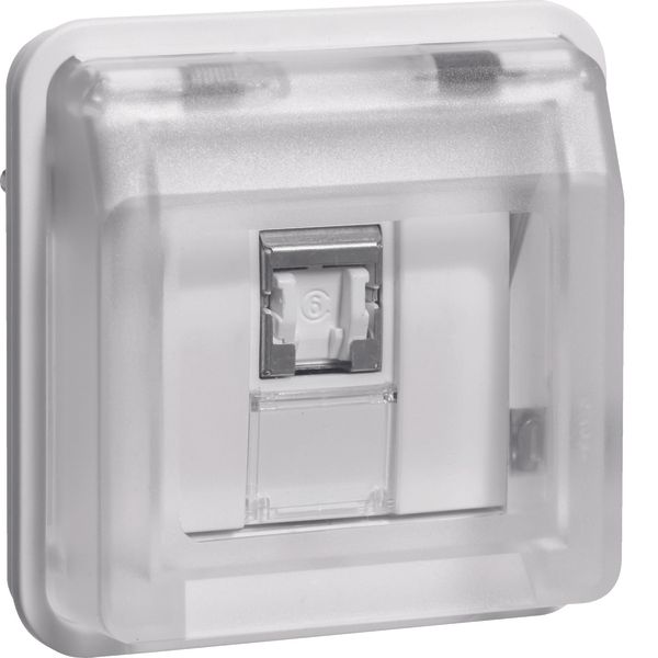 FCC soc.out. insert 8p shielded hinged cover surf./flushmtd,cat.6,labf image 1