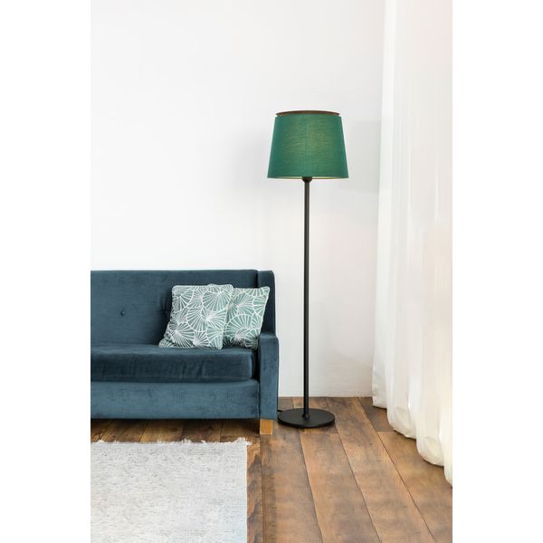 SAVOY BLACK FLOOR LAMP GREEN LAMPSHADE image 2