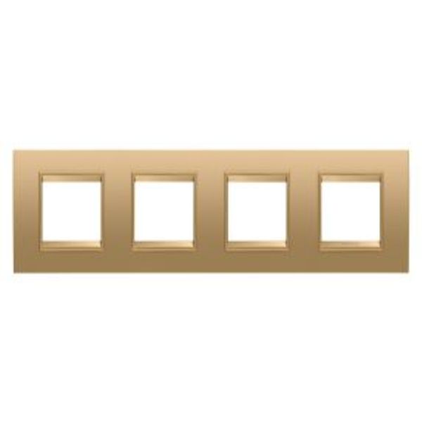 LUX INTERNATIONAL PLATE - IN METAL - 2+2+2+2 MODULES HORIZONTAL - GOLD  - INNER FRAME MATT GOLD - CHORUSMART image 1