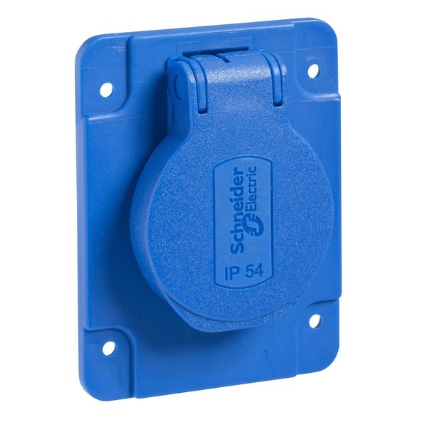 PratiKa socket - blue - 2P + E - 10/16 A - 250 V - German - IP54 - flush - back image 3