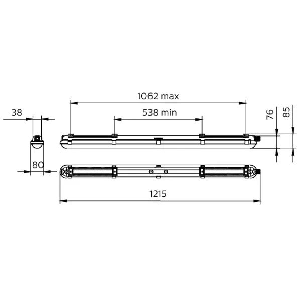 CoreLine Waterproof, All-in, 32 W, 18 W, L1200 mm, 2700 lm, 4500 lm, 4000 K, Symmetrical, Clear, IP65, IK08, TW1-ready image 3