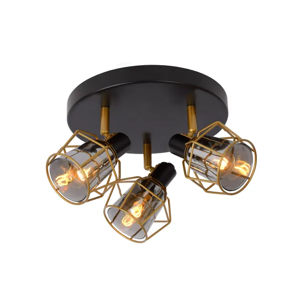 NILA Ceiling spotlight 3x E14/25W Black/Smoke glas image 1