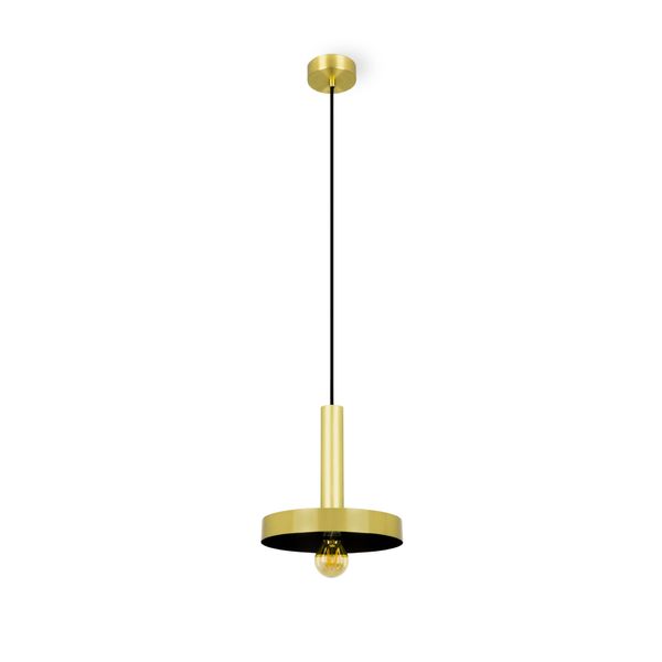 WHIZZ SATIN GOLD AND BLACK PENDANT LAMP image 1