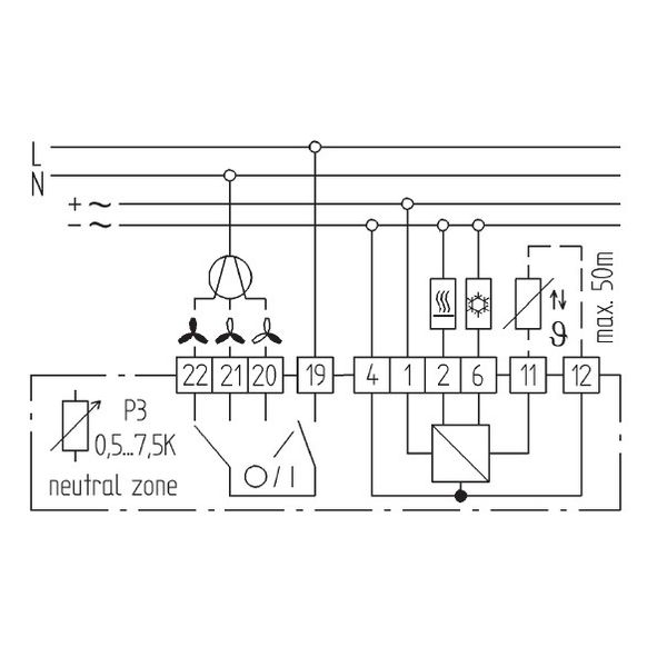 Climate controller AC 24V, 5-30C, 0...10VDC for H/K, load max. 3 mA, fan S/M/L image 4