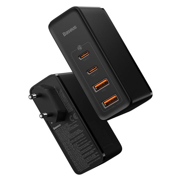 Wall Quick Charger GaN2 Pro 100W 2xUSB + 2xUSB-C QC4+ PD3.0 with USB-C Cable, Black image 2