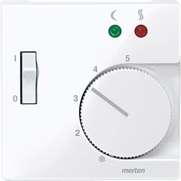 Central plate for floor temperature controller insert with switch, active white glossy, System M image 1