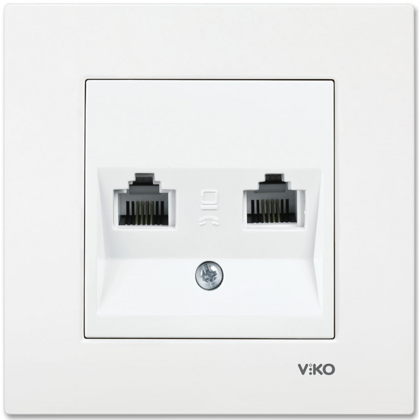 Karre White Two Gang Num Phone Socket (2xCAT3) image 1