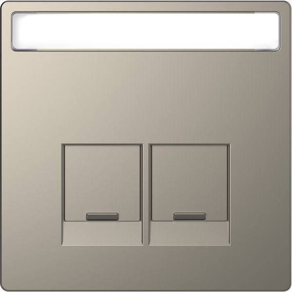 Cen.pl. 2-gng w. label field f. Schneid. Elect. RJ45-Connctr. nickel,Sys.Des image 3