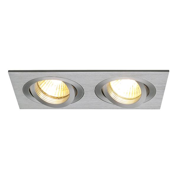 NEW TRIA II GU10 downlight, max. 2x50W, rectangular, br. Alu image 1