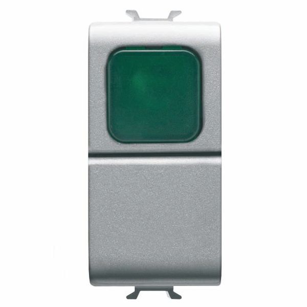 PUSH-BUTTON 1P 250V ac - NO 16A -  GREEN DIFFUSER - 1 MODULE - TITANIUM - CHORUSMART image 2