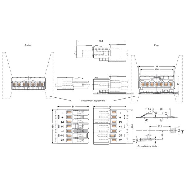 Male connector;7-pole;;white image 4