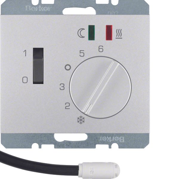 Thermostat, NO contact,Cen. plate,f. heat.,rocker switch,ext.temp.sen. image 1