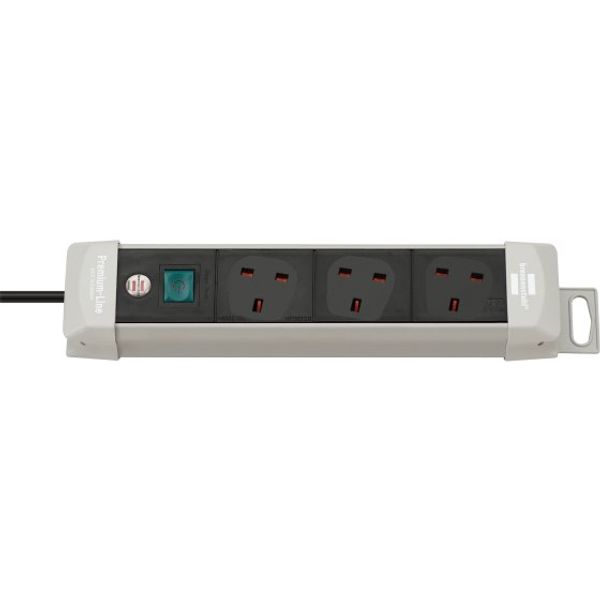 Premium-Line Extension Lead 3-way light grey/black 3m H05VV-F 3G1.5 with switch - SASO *GB* image 1