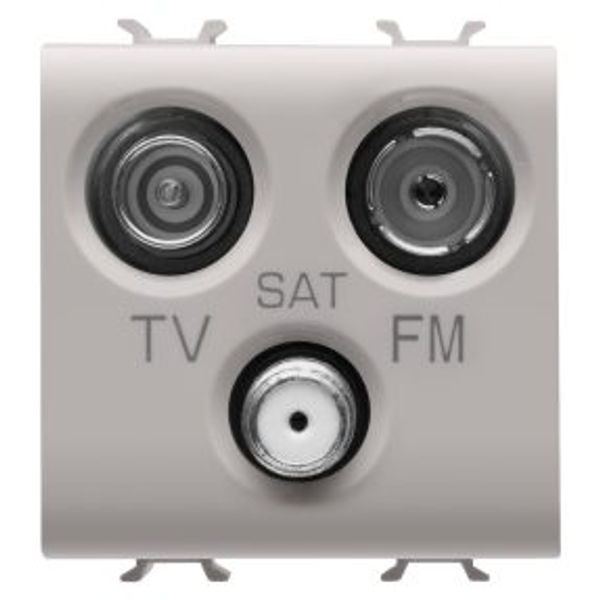 SOCKET-OUTLET TV-FM-SAT - DIRECT - 2 MODULES - NATURAL SATIN BEIGE - CHORUSMART image 1